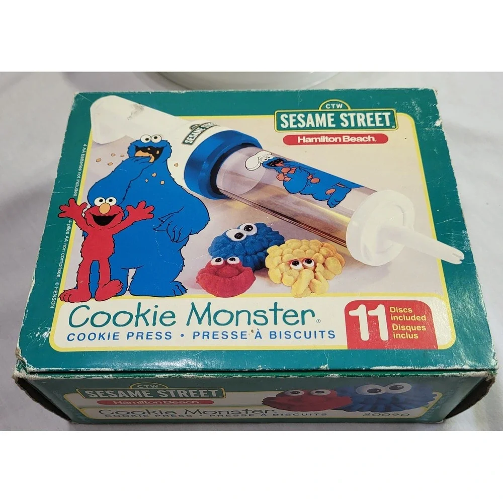 NOS Hamilton Beach Sesame Street Cookie Monster 11 Discs Press Vintage 1998